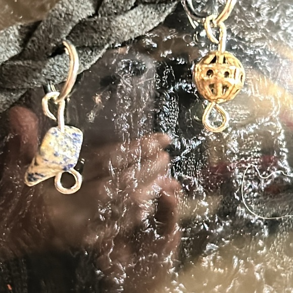 🧚🏽♂️Black Faux suede choker Denim Agate & Moss Agate charm - Picture 9 of 9